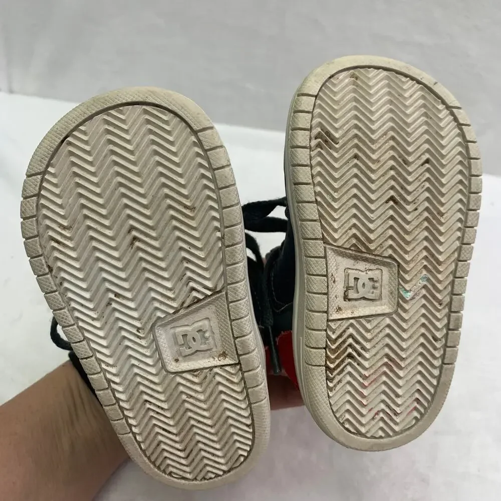 DC Shoes Toddler Sz 5 Boys Gray Red High Top Sneakers Lace Up Leather Shoes